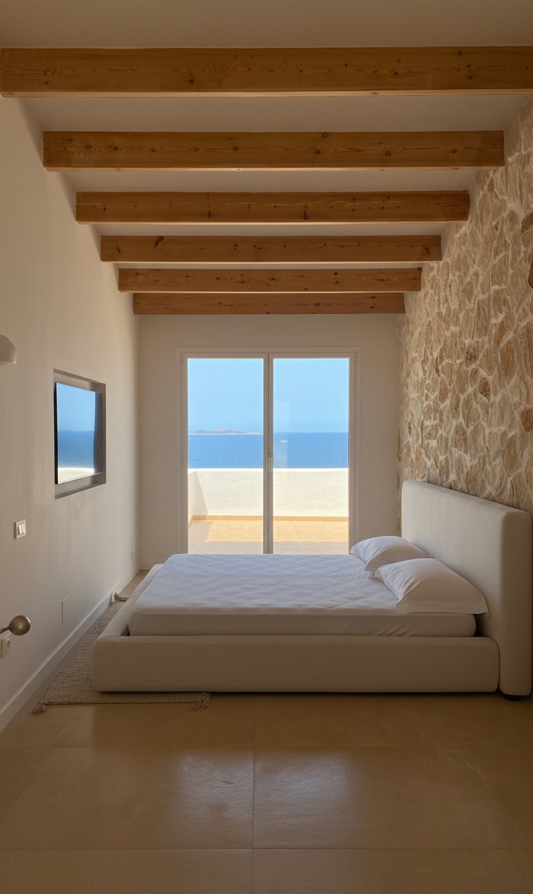 Habitación principal con vistas al mar en Arenal d'en Castell