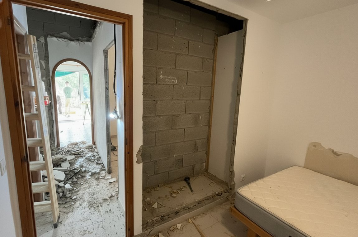 Habitación en demolición durante la reforma