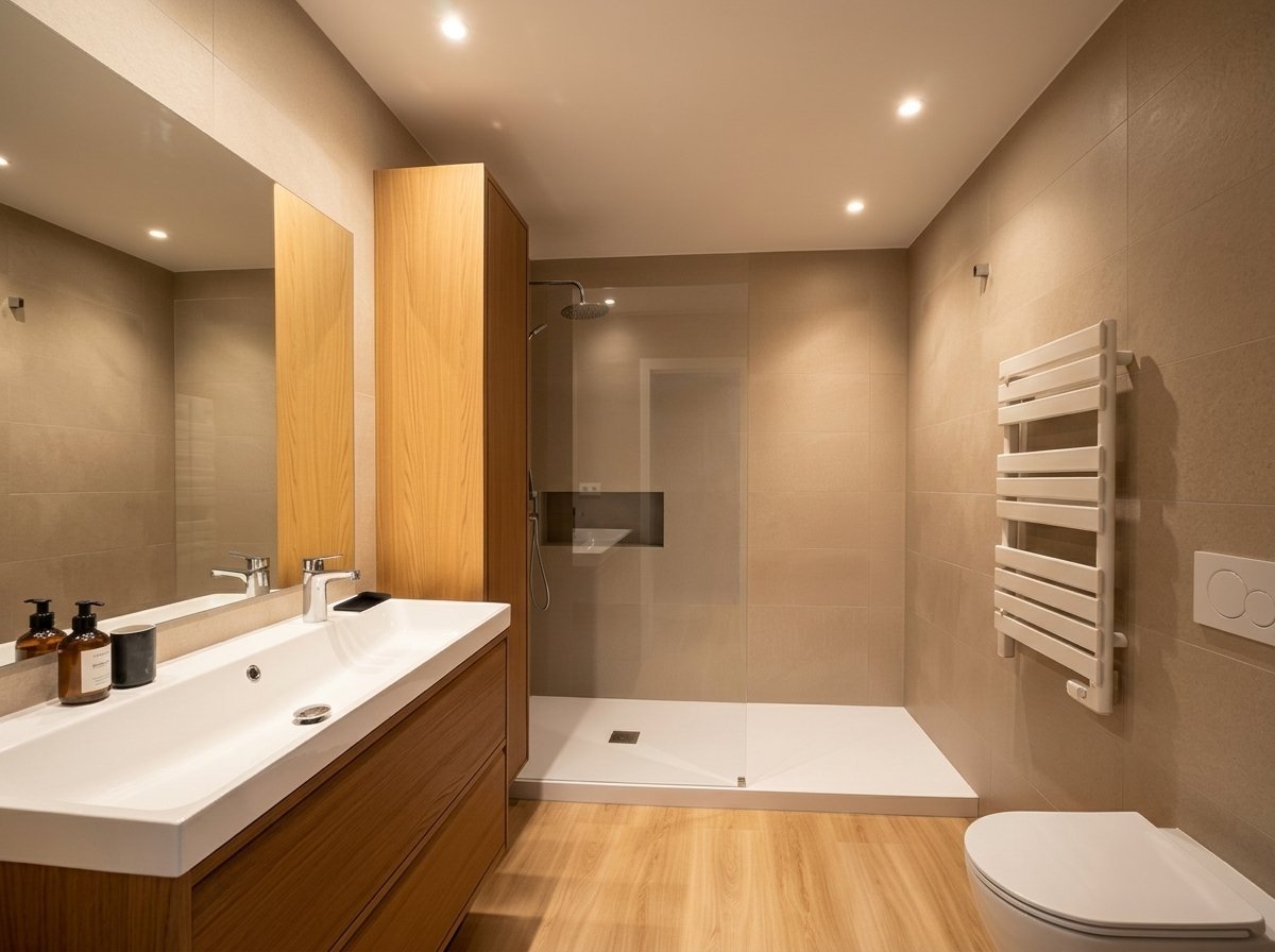 Baño de una de las suites en el piso reformado de Mahón